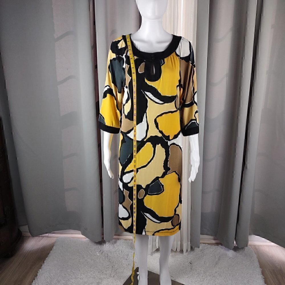 Chico's Multi Color Pebble Print Keyhole Front Scoop Neck Jersey Size 1 = US 8 - Picture 5 of 12